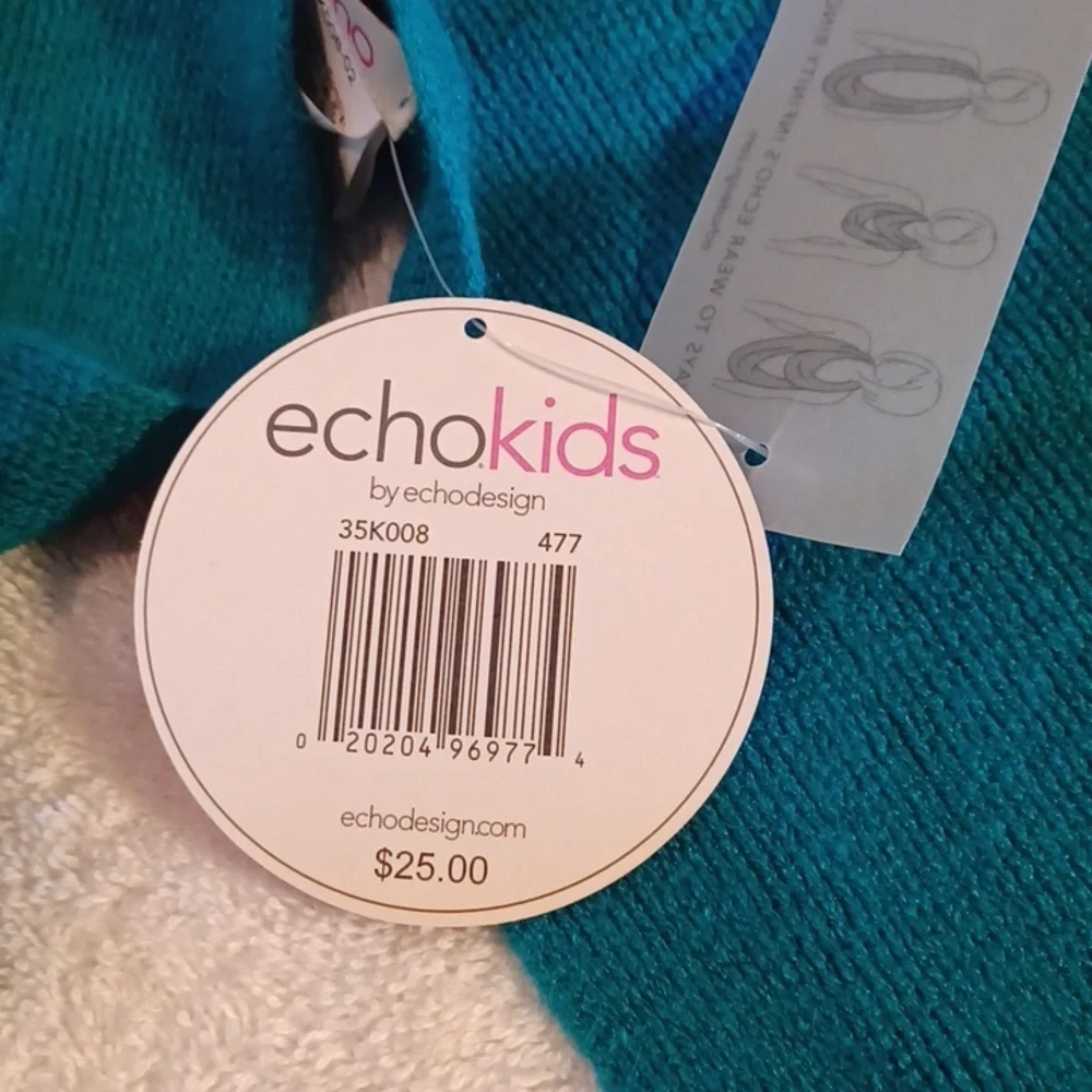 Echo kids scarve infinity ring teal color new with tags